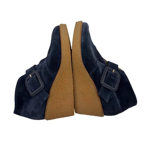 Jack Rogers Izzie Blue Suede Wedge Boot Bootie Adjustable Buckle Women's Size 7 - Picture 13 of 14